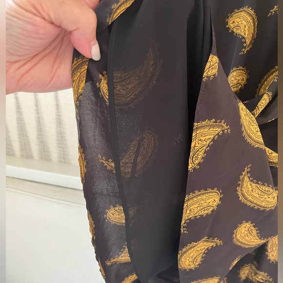 Massimo Dutti Midi Dress. Dark grey/brown with mustard paisley pattern. - Picture 8 of 8